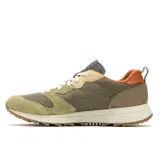 Zapatillas Merrell Alpine 83 para hombre, con capellada de gamuza y tela en tonos verde oliva, verde claro, beige y marrón. Cordones y forro de microfibra reciclados.
