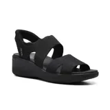 Sandalias negras de Skechers, modelo Pier Lite Slip On, con tecnología Hands Free Slip-ins y Heel Pillow para un ajuste fácil y seguro.