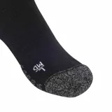 Medias largas de fútbol Adidas adi 23, color negro con tres rayas horizontales grises en la parte superior y logo de la marca en el frente.