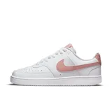 Championes Nike Court Vision Bajo Next Nature de mujer, color blanco con detalles en rosa.