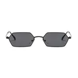 Lentes de sol unisex con montura metálica negra y lentes hexagonales grises con filtro UV400.