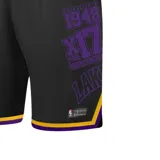 Short de básquet azul con cintura elástica y cordón ajustable. Diseño con logo del equipo Golden State Warriors y detalles en amarillo.