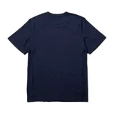 Remera deportiva azul marino de manga corta con logo de la marca estampado en el pecho.