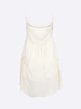 Vestido corto blanco de viscosa con breteles finos y corte imperio.