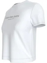 Remera blanca de corte regular con cuello redondo y mangas cortas. Estampado frontal con el logo de Calvin Klein Jeans y la leyenda "Established 1978".