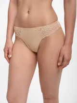 Colaless azul con detalles de encaje floral en los laterales.