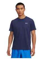 Remera deportiva Under Armour Launch Shortsleeve, color azul marino con logo blanco en el pecho.