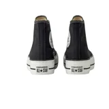 Zapatillas Converse Chuck Taylor All Star de caña alta, color negro, con plataforma blanca y cordones blancos.