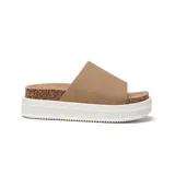 Sandalia color tostado, con plataforma blanca y plantilla de corcho.