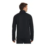 Buzo deportivo Under Armour Challenger de hombre, color naranja con paneles laterales en gris oscuro, cuello alto con cierre de cremallera corto, mangas largas con orificios para los pulgares y logo de la marca estampado en el pecho.