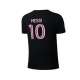 Remera negra de manga corta con el logo del Inter de Miami en el pecho y la palabra "Miami" en rosa.