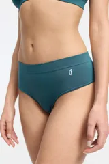 Culotteless color verde petróleo de microfibra sin costuras, con tiro bajo y cintura elástica.