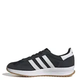 Championes Adidas Run 72 negros con detalles en blanco y suela color caramelo.