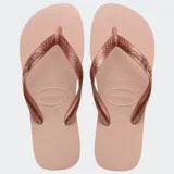 Ojotas Havaianas Top color rosado con tiras texturizadas.