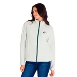 Campera polar Caterpillar para mujer, color violeta, con cierre frontal completo, cuello alto y bolsillos laterales.