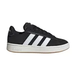 Championes Adidas Grand Court Alpha negros con las tres tiras blancas y suela color caramelo.