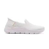 Championes sin cordones Skechers Hands Free Slip-ins GO WALK Flex - Relish, color blanco. Capellada de malla transpirable, plantilla Skechers Air-Cooled Memory Foam, amortiguación ULTRA GO liviana y Flex Pillars para mayor soporte.