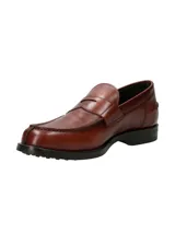 Mocasín italiano de cuero negro, con plantilla de cuero y suela de goma.