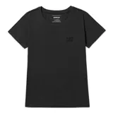 Remera negra de algodón con cuello redondo y mangas cortas. Logo de Caterpillar estampado en el pecho.