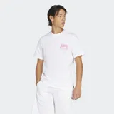 Remera blanca de corte clásico con cuello redondo y estampado en la espalda con el logo de Adidas Originals con diseño inspirado en el merchandising de bandas de death metal.