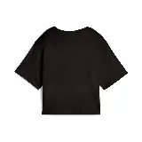 Remera corta Puma ESS Cropped Logo, color negro con logo blanco estampado en el pecho.