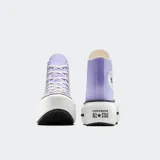 Championes Converse Chuck Taylor All Star Lift Double Stack color lila con plataforma blanca y cordones blancos.