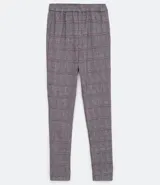 Pantalón legging de media malla con estampado de cuadrillé, cintura media y elástico.