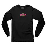 Remera negra de manga larga con estampa del logo de la marca Emexem en el pecho.