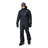 Campera de esquí Columbia Last Tracks Jacket para hombre, color marrón claro con detalles en negro. Impermeable, transpirable y termorreflectante, con capucha ajustable y extraíble, faldón para nieve, bolsillos con cremallera y dobladillo ajustable.