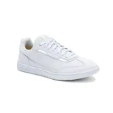 Championes Caterpillar Pause Retro T-Toe color blanco, confeccionados en cuero gamuzado, con forro 100% reciclado postindustrial, plantilla de espuma EVA suave, suela de goma duradera y construcción Strobel.
