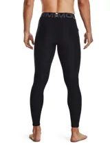 Calza larga de compresión Under Armour HeatGear Armour Leggings, color gris, con cintura elástica con logo y bolsillo lateral.