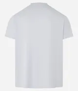 Remera deportiva gris de poliéster con tecnología Dry, cuello redondo, mangas cortas y estampa frontal con la palabra "Running".