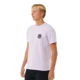 Remera violeta de manga corta con logo circular de Rip Curl en el pecho.