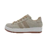 Championes deportivos Le Groupe color beige con detalles en marrón, suela blanca y cordones beige.