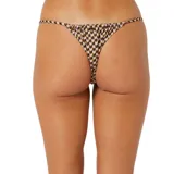 Bikini con diseño de estampado geométrico en tonos marrones y dorados, de corte skimpy.