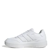 Championes Adidas Courtblock Bold de mujer, color blanco, con plataforma y las tres tiras características de la marca en los laterales.
