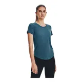 Remera deportiva Under Armour Streaker de mujer, color azul con logo en el ruedo.