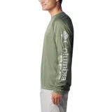Remera de manga larga Columbia Terminal Tackle Heat, color gris jaspeado, con logo de la marca en el pecho y en la manga. Confeccionada en tejido transpirable de secado rápido y protección solar UPF 50.