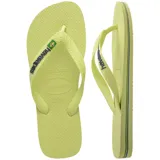 Ojotas Havaianas modelo Brasil Logo, color azul con tiras blancas y logo de Brasil.