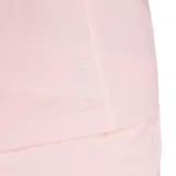 Remera deportiva Adidas Own The Run color rosa con tres tiras blancas en las mangas y logo blanco en el pecho.