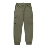 Pantalón cargo color arena de corte slim, con bolsillos laterales con solapa y puños elásticos.