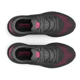 Zapatillas de running Under Armour Charged Rogue 4 para mujer, color blanco con detalles en gris y azul.