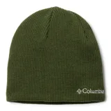 Gorro de punto en color verde oliva, de diseño clásico tipo marinero con el logo de la marca Columbia bordado en blanco en el borde.