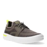 Championes de hombre color gris con detalles en amarillo, diseño deportivo y acordonados.