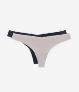 Kit de dos bombachas tipo bikini hilo confeccionadas en microfibra, sin estampa, con laterales medianos.