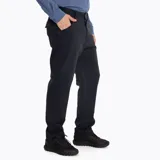 Pantalón negro de algodón canvas con spandex, corte regular, cierre con botón y cremallera, dos bolsillos laterales abiertos y dos bolsillos traseros con cierre de parche.