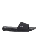 Ojotas Reef One Slide color negro, con plantilla de EVA moldeada por inyección y correa acolchada.