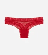Bombacha bikini hilo de encaje floral color verde agua.