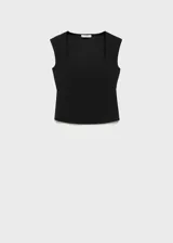 Musculosa negra ajustada al cuerpo con escote cuadrado y tirantes anchos.