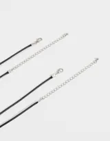 Set de dos collares con cordón negro, dije de corazón de piedra lunar y dije con la inscripción BFF.
